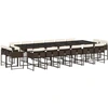 Image de vidaXL Ensemble de jardin 17 pièces avec coussins Marron Poly rotin