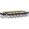 Image de vidaXL Ensemble de jardin 17 pièces avec coussins Noir Poly Rattan