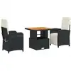 Image de vidaXL Ensemble de jardin 3 pièces avec coussins Noir Poly Rattan