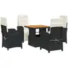 Image de vidaXL Ensemble de jardin 5 pièces avec coussins Noir Poly Rattan