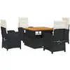 Image de vidaXL Ensemble de jardin 5 pièces avec coussins Noir Poly Rattan