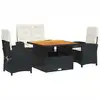 Image de vidaXL Ensemble de jardin 4 pièces avec coussins Noir Poly Rattan