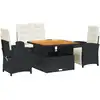 Image de vidaXL Ensemble de jardin 4 pièces avec coussins Noir Poly Rattan