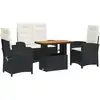 Image de vidaXL Ensemble de jardin 4 pièces avec coussins Noir Poly Rattan