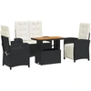 Image de vidaXL Ensemble de jardin 4 pièces avec coussins Noir Poly Rattan