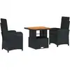 Image de vidaXL Ensemble de jardin 3 pièces avec coussins Noir Poly Rattan