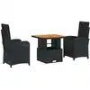 Image de vidaXL Ensemble de jardin 3 pièces avec coussins Noir Poly Rattan