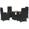 Image de vidaXL Ensemble de jardin 5 pièces avec coussins Noir Poly Rattan