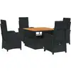 Image de vidaXL Ensemble de jardin 5 pièces avec coussins Noir Poly Rattan