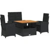 Image de vidaXL Ensemble de jardin 4 pièces avec coussins Noir Poly Rattan