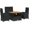 Image de vidaXL Ensemble de jardin 4 pi ¨ces avec coussins Noir Poly Rattan