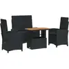 Image de vidaXL Ensemble de jardin 4 pièces avec coussins Noir Poly Rattan