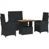 Image de vidaXL Ensemble de jardin 4 pièces avec coussins Noir Poly Rattan