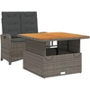 Image de vidaXL Ensemble de jardin 2 pièces avec coussins Gris Poly rotin