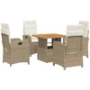 Image de vidaXL Salon de jardin 5 pièces avec coussins Beige Poly Rattan