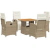 Image de vidaXL Salon de jardin 5 pièces avec coussins Beige Poly Rattan