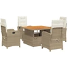 Image de vidaXL Salon de jardin 5 pièces avec coussins Beige Poly Rattan