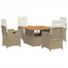 Image de vidaXL Salon de jardin 5 pièces avec coussins Beige Poly Rattan