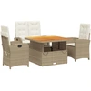 Image de vidaXL Salon de jardin 4 pièces avec coussins Beige Poly Rattan