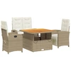 Image de vidaXL Salon de jardin 4 pièces avec coussins Beige Poly Rattan