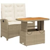 Image de vidaXL Ensemble de jardin 2 pièces avec coussins Beige Poly Rattan