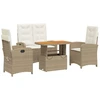 Image de vidaXL Salon de jardin 4 pièces avec coussins Beige Poly Rattan