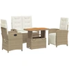 Image de vidaXL Salon de jardin 4 pièces avec coussins Beige Poly Rattan