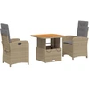 Image de vidaXL Ensemble de jardin 3 pièces avec coussins Beige Poly Rattan