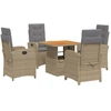 Image de vidaXL Salon de jardin 5 pièces avec coussins Beige Poly Rattan