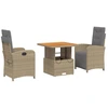 Image de vidaXL Ensemble de jardin 3 pièces avec coussins Beige Poly Rattan