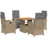Image de vidaXL Salon de jardin 5 pièces avec coussins Beige Poly Rattan