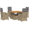 Image de vidaXL Salon de jardin 5 pièces avec coussins Beige Poly Rattan