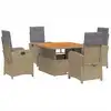 Image de vidaXL Salon de jardin 5 pièces avec coussins Beige Poly Rattan