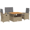 Image de vidaXL Salon de jardin 4 pièces avec coussins Beige Poly Rattan