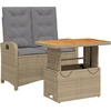 Image de vidaXL Ensemble de jardin 2 pièces avec coussins Beige Poly Rattan