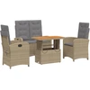 Image de vidaXL Salon de jardin 4 pièces avec coussins Beige Poly Rattan