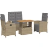 Image de vidaXL Salon de jardin 4 pi ¨ces avec coussins Beige Poly Rattan