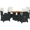 Image de vidaXL Ensemble de jardin 5 pièces avec coussins Noir Poly Rattan