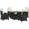 Image de vidaXL Ensemble de jardin 5 pièces avec coussins Noir Poly Rattan