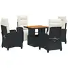 Image de vidaXL Ensemble de jardin 5 pièces avec coussins Noir Poly Rattan