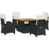 Image de vidaXL Ensemble de jardin 5 pièces avec coussins Noir Poly Rattan