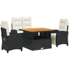 Image de vidaXL Ensemble de jardin 4 pièces avec coussins Noir Poly Rattan