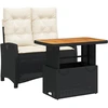 Image de vidaXL Ensemble de jardin 2 pièces avec coussins Noir Poly Rattan