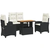 Image de vidaXL Ensemble de jardin 4 pièces avec coussins Noir Poly Rattan