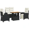 Image de vidaXL Ensemble de jardin 4 pièces avec coussins Noir Poly Rattan