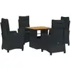 Image de vidaXL Ensemble de jardin 5 pièces avec coussins Noir Poly Rattan