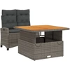 Image de vidaXL Ensemble de jardin 2 pièces avec coussins Gris Poly rotin