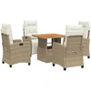 Image de vidaXL Salon de jardin 5 pièces avec coussins Beige Poly Rattan