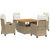 Image de vidaXL Salon de jardin 5 pièces avec coussins Beige Poly Rattan