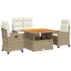 Image de vidaXL Salon de jardin 4 pièces avec coussins Beige Poly Rattan